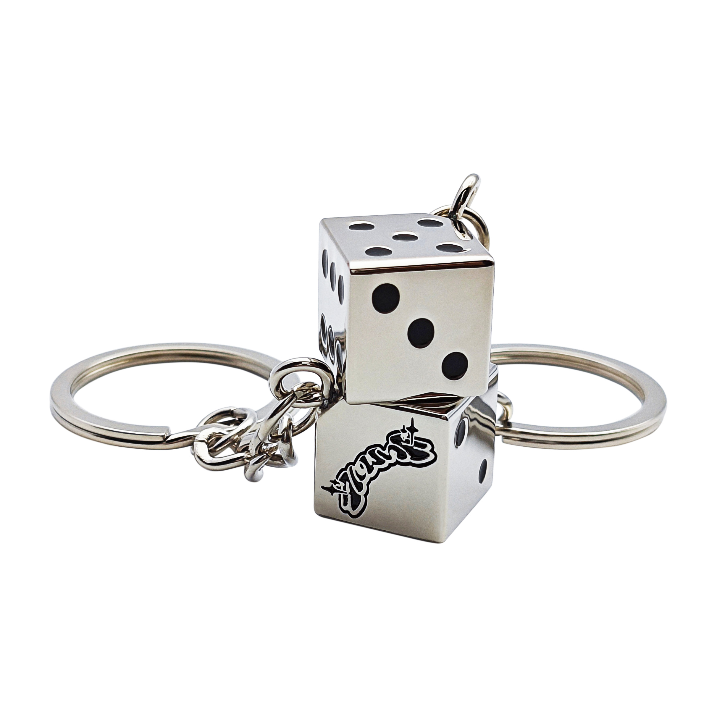 Custom Design 3d Metal Dice Keychain Gamble Tools Gambling Town Promotion Fashionable Charm Customize Soft Enamel Logo Gift