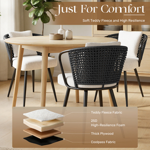 Chaise de salle à manger moderne avec revêtement en tissu Teddy et coussin en polaire, fauteuil ergonomique pour la maison, le bureau et l'hôtel - Product Image 4