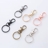 Lot de fermoirs mousquetons en alliage de zinc pour porte-clés, avec anneau fendu et clip pivotant à déclenchement, 30*65mm, Or, Argent, Or rose, Noir, pour artisanat DIY