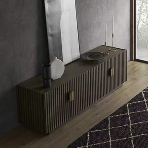 Wooden Long Carved Vintage <strong>Black</strong> and Gold <strong>Sideboard</strong> Divider <strong>Cabinet</strong> Living Room Display <strong>Cabinet</strong> - Product Image 2