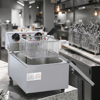 Friteuse électrique professionnelle de haute qualité en acier inoxydable 201, à un ou deux bacs, facile à nettoyer, pour restaurant, traiteur, cuisine