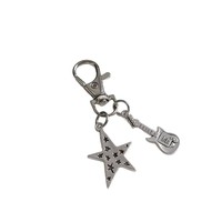 Porte-clés et breloques en métal, thème rock, guitare, étoile, casque audio, pour étuis d'écouteurs, sacs et accessoires, vente en gros