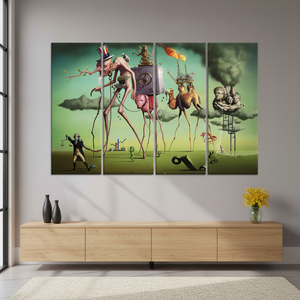Surreal Dreamscape Salvador Dali <b>Art</b> Deco Panel Print on <b>Canvas</b> <b>Wall</b> <b>Art</b> SET of 4 Hanging Panels - Product Image 3