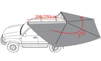 Tente de toit portable 4x4 tout-terrain en aluminium pour cabine, 270 degrés, 2,5 m, auvent latéral de voiture avec éclairage LED, design sans armature, pour pick-up