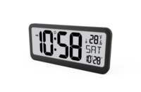 Jam Alarm Digital besar, dekorasi rumah kantor jam dinding meja tampilan suhu lampu latar kalender waktu Snooze Alarm besar