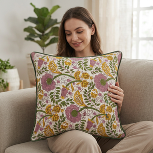 Funda de Cojín Decorativa de Lujo Hecha a Mano con Ribete de Algodón Puro, Funda de Almohada para Sofá Antibacteriana, Lavable, con Cierre de Cremallera para Decoración - Product Image 1