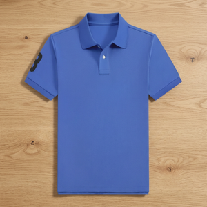 Camiseta de Algodón Tejido para Hombre, Manga Corta, Bordada, Color Sólido, Corte Regular, Estilo Golf, Casual, Alta Demanda, Tendencia - Product Image 3