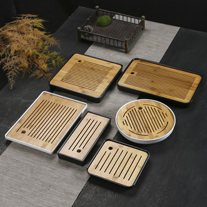 Vente en gros Plateau à café et à <span class=keywords><strong>thé</strong></span> simple de style japonais Plateau de service en bambou pour hôtel Ensemble de plateau rond et carré pour <span class=keywords><strong>thé</strong></span> et café - Product Image 6