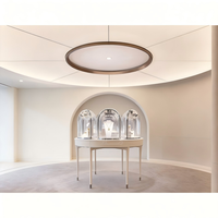 Vitrine de Luxe pour Bijoux : Solution Complète pour Magasin, Comptoir Îlot Courbé, Cloche en Verre, Éclairage LED Écologique, Aménagement de Boutique