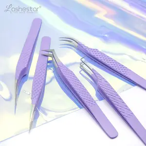 New style stainless steel fiber tip lash tweezers fiber grip tweezers custom logo 90 degree tweezers for eyelash extension