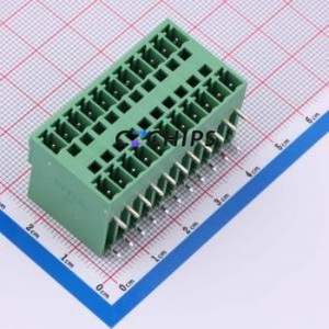 DGB381-11P2S-MG361 Plug-in Terminal Block Bent Lead Through Hole,P=3.81mm Board-to-Board / Socket - Closed 2x11P 3.81mm Green - Product Image 1