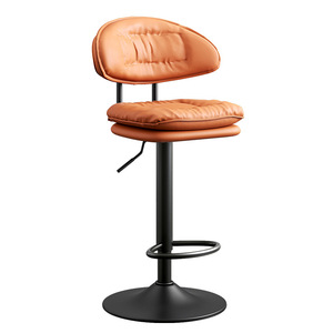 LingTuo Bar Stool Adjustable Height Metal Frame Orange And Gray For Home And Commercial Use - Product Image 5
