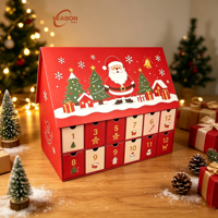 Boîte de calendrier de l'avent personnalisée à 24 tiroirs, avec revêtement aseptique, couvercle magnétique à clapet, emballage rigide recyclable pour bonbons de Noël et cosmétiques