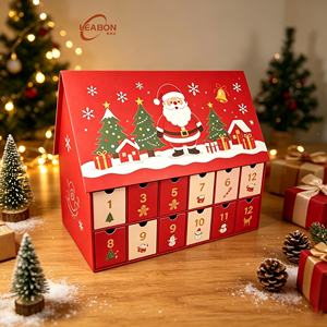 Boîte de calendrier de l'<span class=keywords><strong>avent</strong></span> personnalisée à 24 tiroirs, avec revêtement aseptique, couvercle magnétique à clapet, emballage rigide recyclable pour bonbons de Noël et cosmétiques - Product Image 1