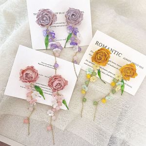 Pendientes Colgantes de Rosa de Flor Real Botánica de Moda Joyería para Fiesta Dulce de Vacaciones Boda Pendientes de Rosa Amarilla para Mujer - Product Image 3