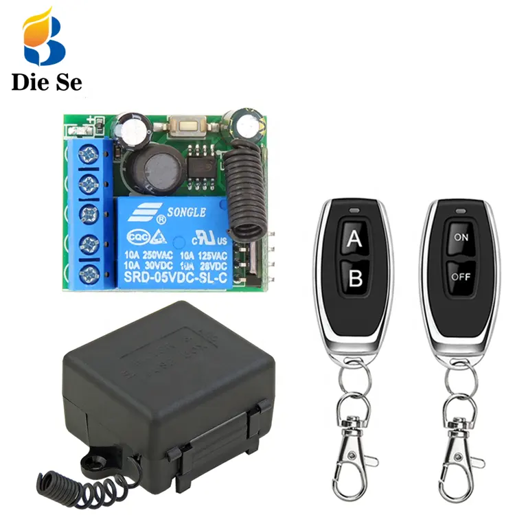 DC5V 12V 24V 1CH rf Relay Receiver and 2CH Transmitter Door Electromagnetic lock 433 Mhz RF Remote Control Wireless Switch