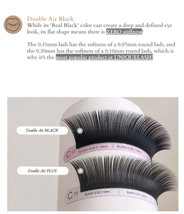 Extensiones de Pestañas Premium UNIQUE LASH PBT Hechas a Mano Ultra Suaves Clásicas Planas 0.15 0.20mm Negro Mate Estilo Plus Tecnología Coreana - Product Image 4