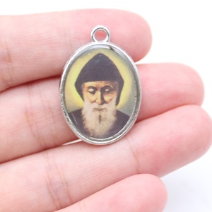 Ciondoli Religiosi Cristiani Placcati Argento per Bambini, <span class=keywords><strong>San</strong></span> Charbel, per Lavoretti Fai-da-Te, Regalo per Battesimo - Product Image 3