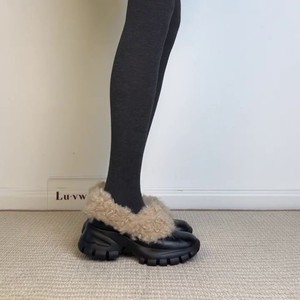 Mocasines de cuero genuino con aumento de altura de 6 cm, suela gruesa, forro de piel, zapatos de cuero sin cordones, calzado de invierno para mujeres pequeñas - Product Image 3