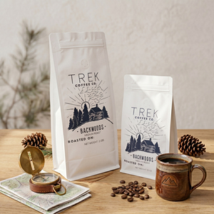 Kantong Kemasan Kopi Food Grade Berkualitas Tinggi Dengan Katup Zipper, Cetak Gravure Custom untuk Bubuk Kopi, Kantong Kopi Segel Delapan Sisi - Product Image 1