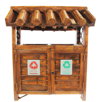 Poubelle commerciale double pour l'extérieur Grande poubelle à ordures pour le recyclage des déchets Street Park Use Wood-like Metal Trash Bin