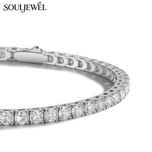 Bracelet tennis en moissanite, argent sterling 925 plaqué rhodium, coupe brillante ronde, luxe unisexe pour tous les jours, certifié GRA - Product Image 2