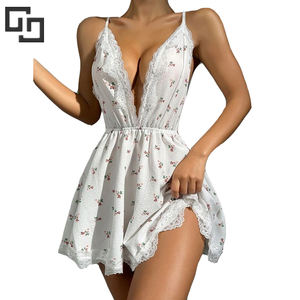 Personnalisé Nouvelle Arrivée Robe De Nuit Chaude Ditsy Imprimé Floral Dentelle Bordure Slips Femmes Filles Mode Dentelle <span class=keywords><strong>En</strong></span> <span class=keywords><strong>Mousseline</strong></span> De Soie Robes De Sommeil - Product Image 1