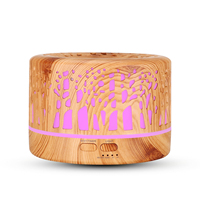 Diffuseur d'huiles essentielles en bois à brume froide, humidificateur portable, purificateur d'air, veilleuse silencieuse, contrôle par application, utilisation hôtelière, LED 7 couleurs