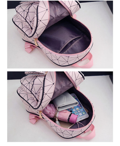 Hot Sale New Arrival Elegant Triangle Geometric Holographic Leather <strong>Satchel</strong> Handbag Set 3pcs Set Ladies Women Backpack <strong>Bag</strong> - Product Image 6