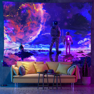 Neon Glowing Wall Tapestries Astronaut Fantasy UV Reactive Tapestry Black Light UV <strong>Space</strong> Wall Background <strong>Decoration</strong> - Product Image 3