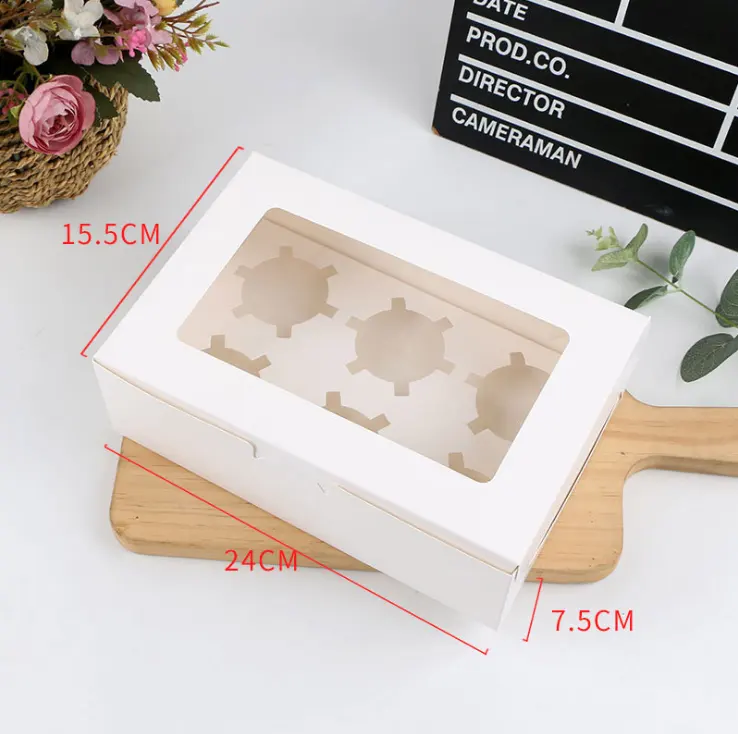 Bakery package white cupcake box mini 2/4/6 pieces cupcake boxes muffin cake box dessert packing