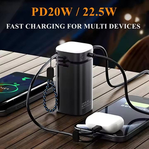 Batterie externe 20000 mAh la plus vendue en usine, charge rapide PD 22,5 W, écran LED, 2 câbles intégrés pour iPhone <span class=keywords><strong>Samsung</strong></span>, utilisation en extérieur - Product Image 4