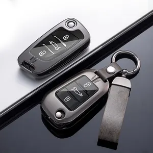 Zinc Alloy Leather TPU 3 Buttons Remote Key For Peugeot 308 307 207 206 407 Partner CE0536 Car Leather Key Case Blank Fob Cover