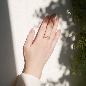 Anillo de Plata de Ley 925 Chapado en Oro de 14K con Engaste de Bisel Hecho a Mano, con Piedra Preciosa de Moda, Diamante, Jade, Cristal Rubio, Anillo de la Suerte - Product Image 3