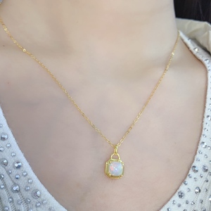Collana con Ciondolo Personalizzato in Argento Sterling 925 Placcato Oro 18k con Opale Naturale, Accessorio di Moda per Donna, Prezzo all'Ingrosso - Product Image 5