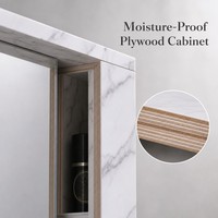 ETON Meuble-lavabo mural carré moderne en contreplaqué résistant à l'eau, finition polie, pour hôtel, nickel brossé