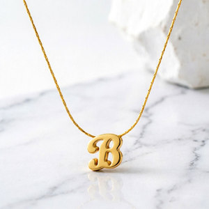 Collier avec pendentif lettre B en acier inoxydable 316L plaqué or 18 carats, résistant à l'eau et au ternissement, avec logo personnalisé, pour femmes - Product Image 1