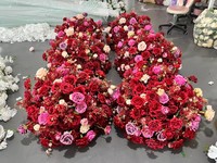 H476 Burgunderrote Handgefertigte Hochzeitsblumen-Arrangement Künstlicher Calla-Lilien-Strauß Rose Hortensie 60cm Blumenball Tischdekoration