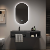Vente en gros pour projets hôteliers : Ensemble de meubles de salle de bain en pierre naturelle avec miroir LED