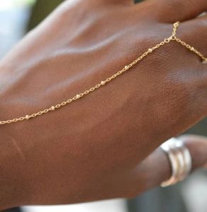 مجوهرات ملهمة مطلية بالذهب عيار 18 من الفولاذ المقاوم للصدأ الفاخر غير مشوه سلسلة صغيرة خاتم معصم إصبع سوار موضة عيد الحب - Product Image 6