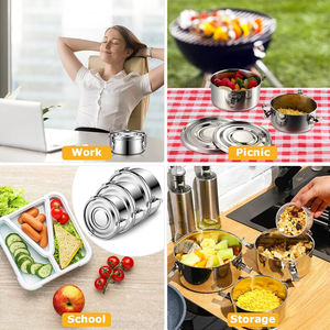 Contenitori <span class=keywords><strong>per</strong></span> Alimenti in Acciaio Inox 304, Scatola Porta <span class=keywords><strong>Pranzo</strong></span> Sigillata in Metallo, <span class=keywords><strong>Set</strong></span> Portatile <span class=keywords><strong>per</strong></span> Campeggio e Picnic <span class=keywords><strong>per</strong></span> Adulti - Product Image 6