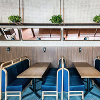 Canapé de restaurant en forme de U en bois avec revêtement en PU, prix usine Foshan, pour bar et restauration