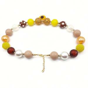 Cute Girls Chunky Bubblegum Beaded collar pulsera conjunto amarillo girasol colgante collar joyería conjunto - Product Image 5