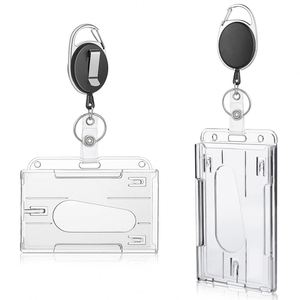 Card Holder with Extendable Key <b>Ring</b> Hard Plastic Access Cards with <b>Clip</b> Made of Hard Plastic Card Badge Holder - Product Image 3