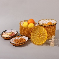 Nouveau panier en rotin plastique creux, petit, pour fruits, vente en gros, prix bas, panier de rangement pour salon, panier à fruits et collations pour la maison