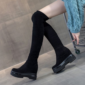 Haute Qualité Logo Personnalisé Femelle Bout Rond Intérieure Surélévation Long <span class=keywords><strong>Bottes</strong></span> Lady Chunky Talon <span class=keywords><strong>Bottes</strong></span> Femmes à Hauteur Du Genou <span class=keywords><strong>Bottes</strong></span> Pour Dames - Product Image 2