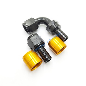 -10 AN10 <span class=keywords><strong>à</strong></span> <span class=keywords><strong>sertir</strong></span> en caoutchouc <span class=keywords><strong>à</strong></span> plein débit sur les extrémités du tuyau avec des colliers <span class=keywords><strong>à</strong></span> <span class=keywords><strong>sertir</strong></span> de couleur or pour tuyau de course en caoutchouc CPE tressé en acier inoxydable - Product Image 1