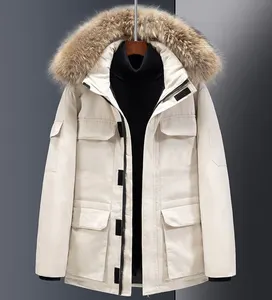 Unisex yeni trend kış orta uzunlukta ayrılabilir şapka kalınlaşmış ceket