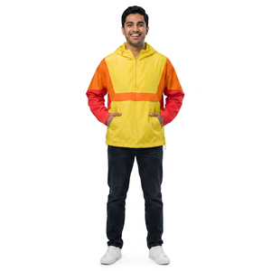 Windbreaker <b>Jacket</b> <b>Mens</b> Red Orange Yellow Street wear Rip-stop Waterproof Hike <b>Jackets</b> <b>Half</b> <b>Zip</b> Windproof Anorak <b>Jacket</b> - Product Image 1