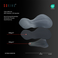 Sokind Coussinets de cyclisme écologiques en Spandex/Nylon sans couture, imprimés par sublimation, antichoc, séchage rapide, respirants, perforés en gel